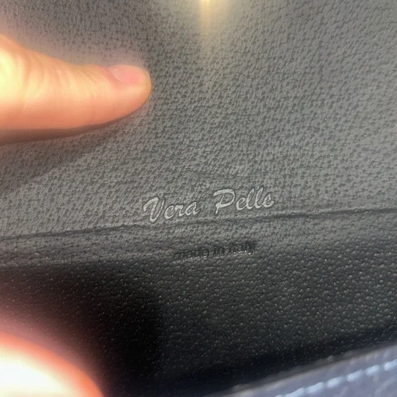 Vera Pelle Navy Little Bee” Bag in Genuine Leather Made in Italy NWOT - Picture 5 of 8